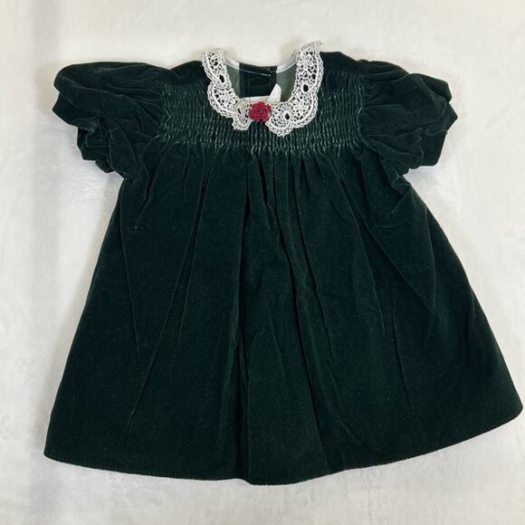 2) Vintage 90's 18m Green & 24m Black/Gold Velvet Holiday Dresses Bnfts Charity - Picture 7 of 11